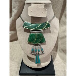 Chico's Pendant Necklace Chunky Turquoise Colors 18" Statement Piece